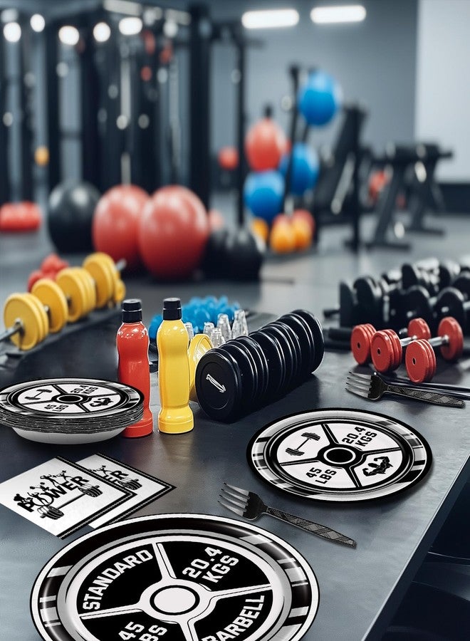 BQC 96 Pcs Gym Party Plates & Decorations - Birthday Party Supplies & Favors - Image 2